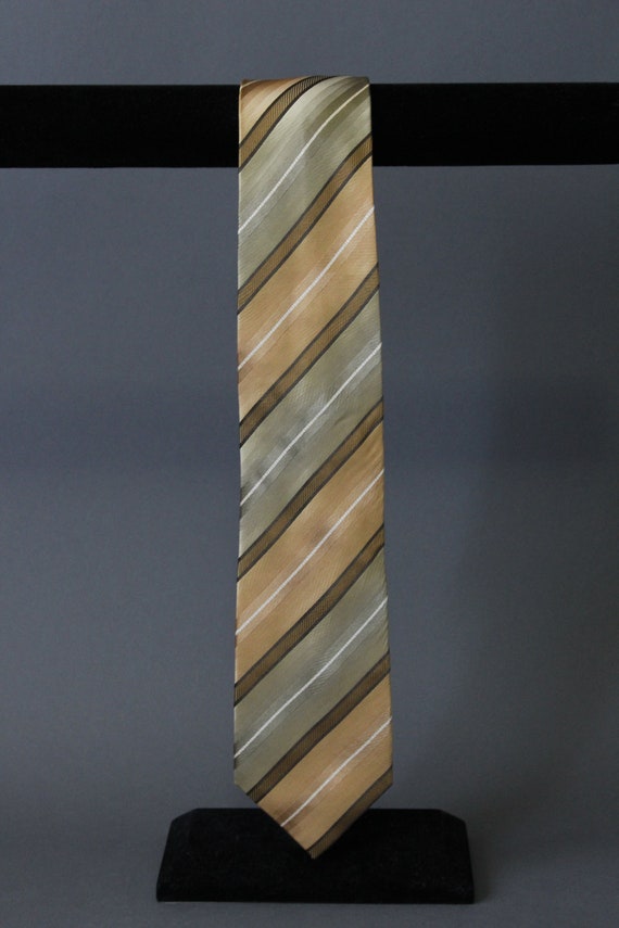 60s Stripe Dress Tie Vintage Tie Gogovintage Black and Gold Tie Free Shipping