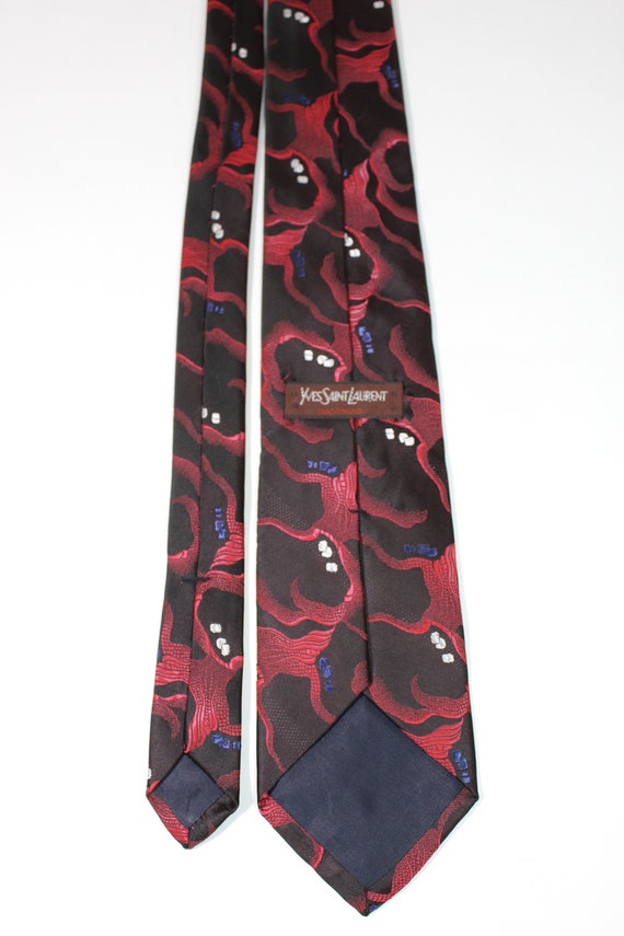 1970s 80s YSL Yves Saint Laurent Dress Tie. Black… - image 4
