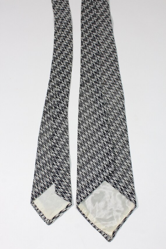 Vintage 1940s 50s Dress Tie. Black White Gray Mid… - image 4