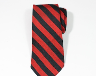 Vintage 1950s 60s Botany Stripe Pattern Silk Dress Tie. Red Black Tie. Gogovintage. Free Shipping