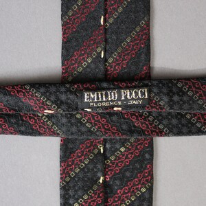 Emilio Pucci 1960s Vintage Tie. Red Black Silver Stripe Mid Century Modern Pattern. Rare Find. Silk. Gogovintage. Free Shipping image 6