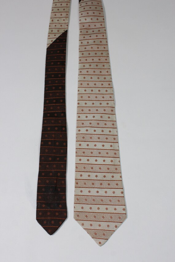 Vintage 1940s 50s Tie. Beige Brown Pattern Tie - image 2