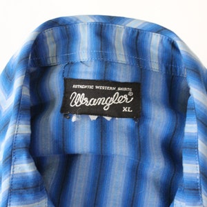 80s Wrangler Western Shirt. Snap Button. Vintage. Cowboy Rodeo Shirt. Southwestern. Blue Stripe Print. Size Xl. Free Shipping image 5