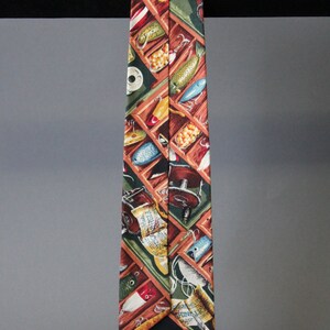 Fishing Lures Tie. Tackle Box Tie. Cotton Tie. Vintage. Outdoorsman Tie. Sportsmans Tie. Gogovintage. Free Shipping image 3