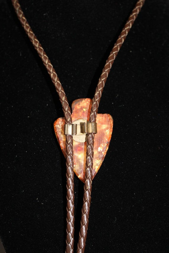 Vintage 70s Faux Arrowhead Bolo Tie. Western. Gog… - image 3