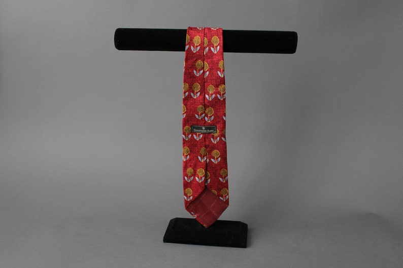 Zegna Tie. Abstract Floral Print Tie. Silk Tie. Red Gold. Vintage. Office Tie. Gogovintage. Free Shipping image 3