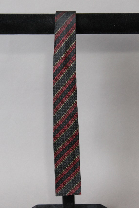 Emilio Pucci 1960s Vintage Tie. Red Black Silver … - image 2