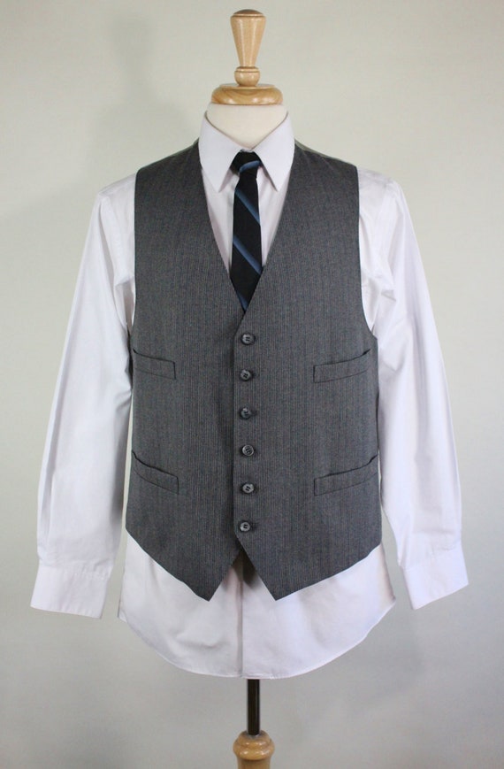 Mens Vest. Suit Vest. Gray Pinstripe Vest. Wool Vest. Office | Etsy