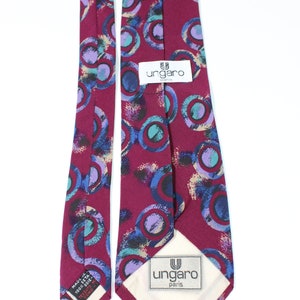 Ungaro Modern Abstract Dress Tie. Reddish Purple Blue Circles Pattern Tie. Silk Tie. Vintage. Gogovintage. Free Shipping image 4