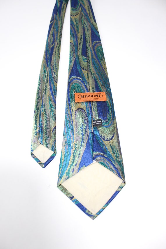 Missoni Dress Tie. Vintage. Blue Green Iridescent… - image 3