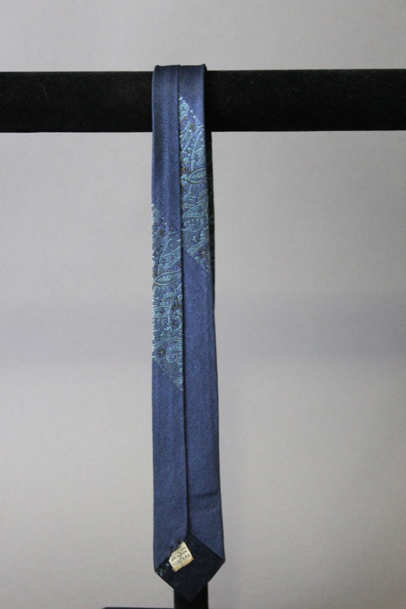 Dress Tie Superra Free Shipping 50s 60s Blue Paisley Swing Tie Vintage Gogovintage VLV Rare Tie Slim Tie