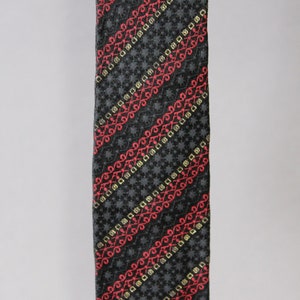 Emilio Pucci 1960s Vintage Tie. Red Black Silver Stripe Mid Century Modern Pattern. Rare Find. Silk. Gogovintage. Free Shipping image 3