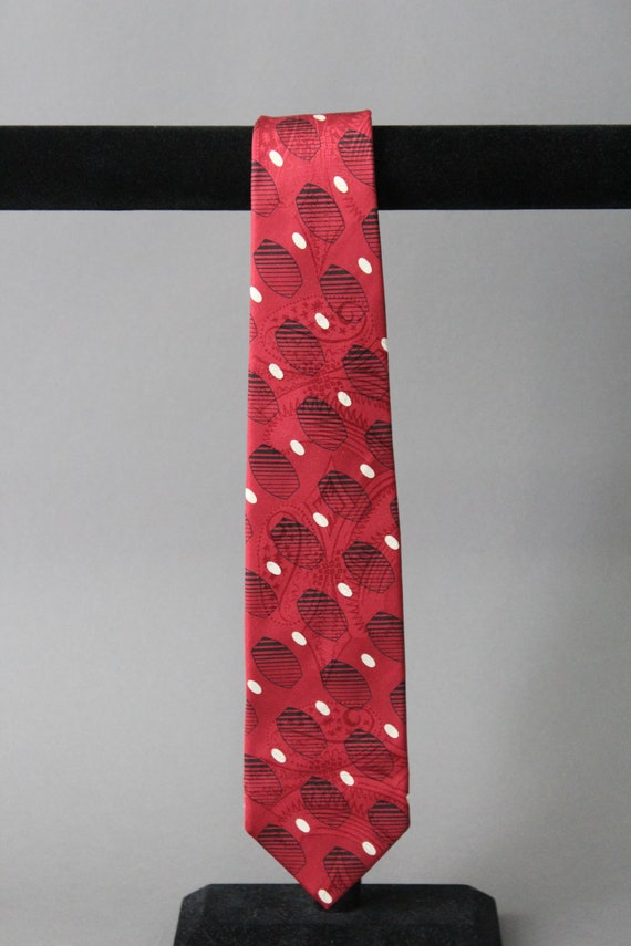 Mens Red Dress Tie. Red Black. Mid Century Modern… - image 2