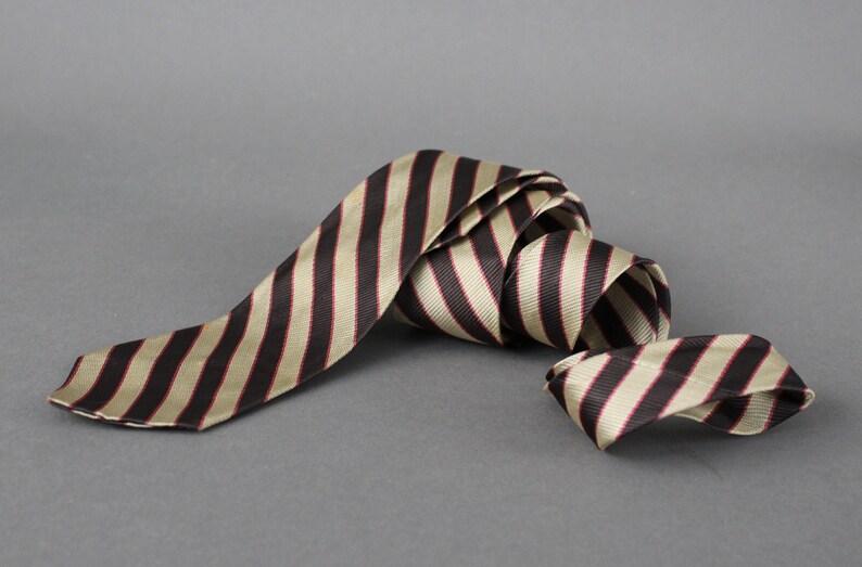60s Stripe Dress Tie Vintage Tie Gogovintage Black and Gold Tie Free Shipping