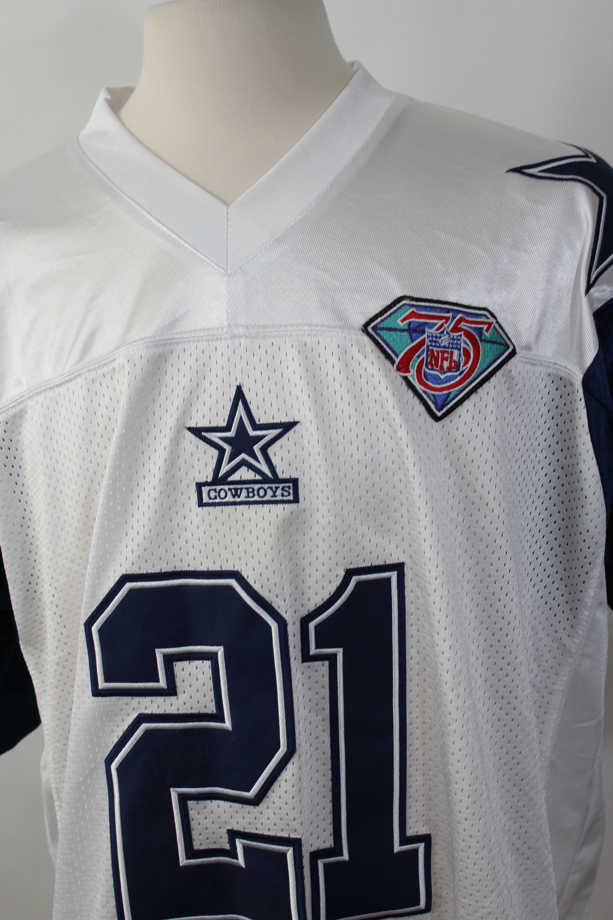 21 DEION SANDERS Dallas Cowboys NFL CB/RS Blue Throwback Jersey