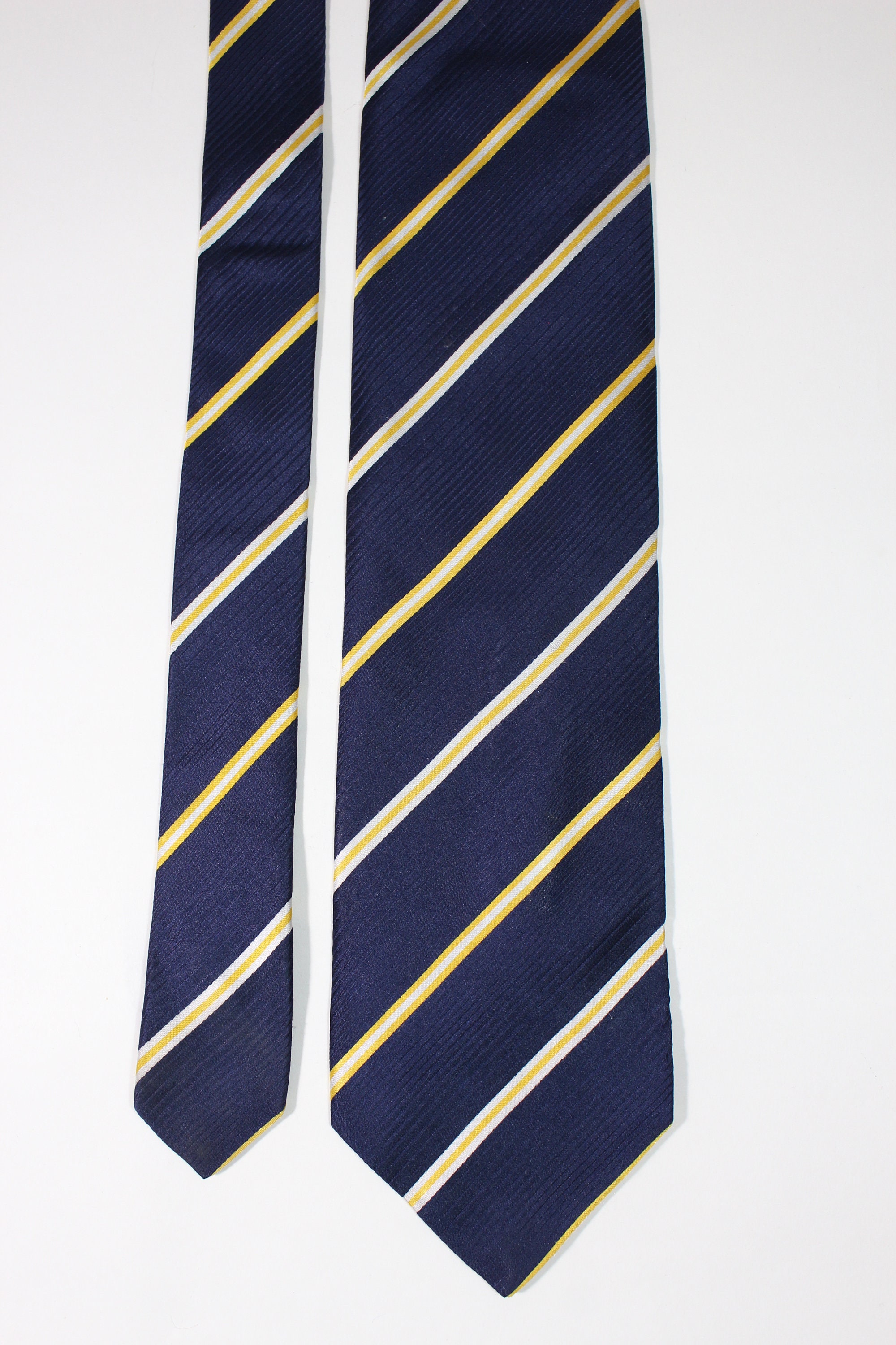 Paul Smith Stripe Dress Tie. Navy Blue Gold White Pattern. Silk  display picture 1