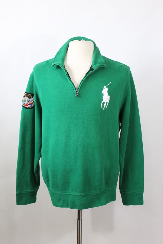 Clearance Sale - Vintage Ralph Lauren Green Pullover Knit Shirt. Large Patch Logo Shirt. Mens Size Xl. Gogovintage.
