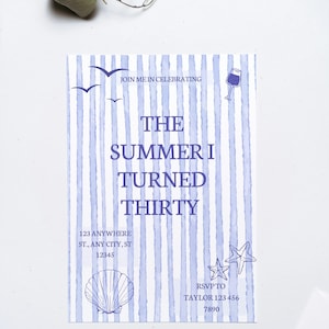 The Summer I Turned 30 Birthday Invitation, Editable Canva Template, Milestone Party Invite, Trending Summer Theme 21, 30 Digital Download