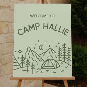 Camping Bachelorette Willkommensschild - Bearbeitbare Canva-Vorlage, rustikales Hen Party Poster, Camp Bach Wochenende Dekor, digitaler Download