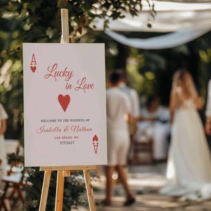 Lucky in Love Editable Wedding Welcome Sign, Template Casino Wedding Viva Las Vegas Wedding Fun Vintage Wedding Welcome Sign