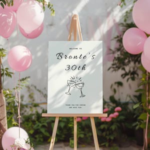 Whimsical Birthday Welcome Sign Template – Editable Canva 30th Sign, Neutral Party Decor, Printable Bridal Shower or 21st Sign