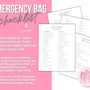 Emergency Go Bag Checklist | Bug Out Bag Essentials | Survival Pack List | Get Home | Prepper Survival Guide | Printable Digital Download