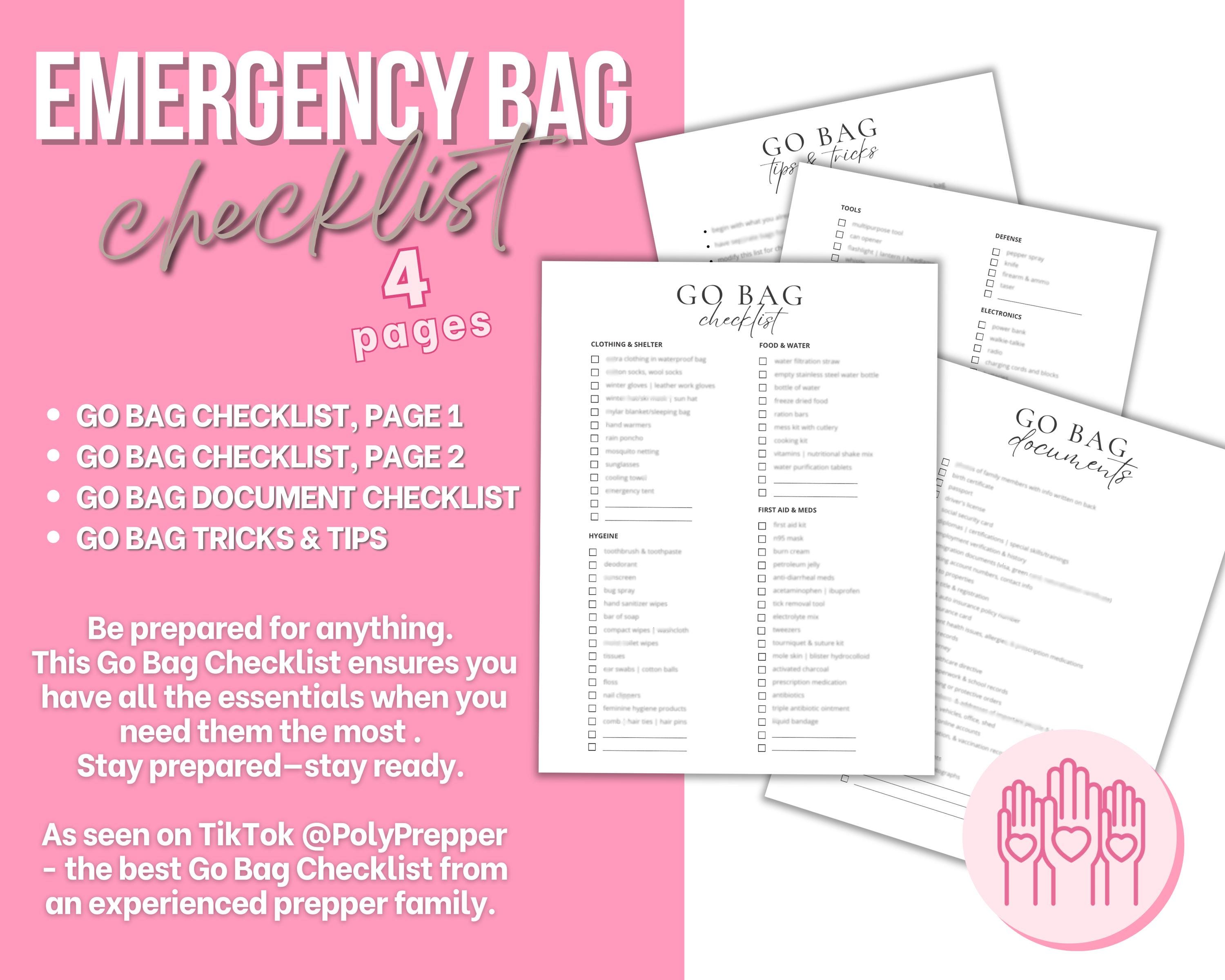 Emergency Go Bag Checklist Bug Out Bag Essentials Survival