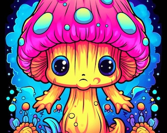 Kawaii Mushroom Coloring Book for Adults – Whimsical Forest Fungi Designs for Stress Relief & Mindfulness 50 Printable Coloring Pages