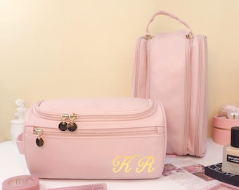 Bolsa de maquillaje de cuero personalizada: Organizador de cosméticos estampado en caliente