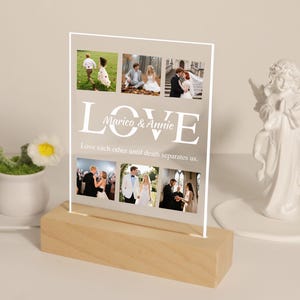 Personalized Couples Photo Collage Night Light,Custom Couple Gift with Name,Wedding Gift,Birthday/Anniversary Gift for Couple,Acrylic Plaque