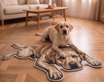 Custom Pet Shaped Rug, Personalized Dog Cat Floor Mat, Tufted Animal Carpet, Pet Memorial