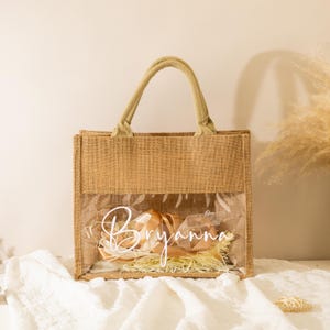 Jutebeutel, Jutebeutel mit Namen, personalisierte Geburtsblumengeschenke, Party-Geburtstagsgeschenktasche, Geburtstagsdekoration