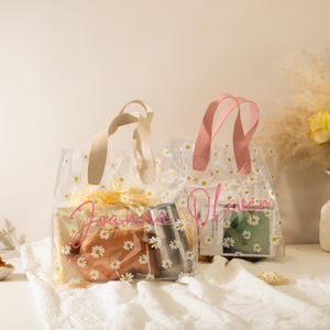 Sacola de presente personalizada para pedido de casamento de florista, Sacola de presente personalizada com margaridas, Sacola de presente transparente personalizada, Presente para florista, Pedido de casamento de madrinha