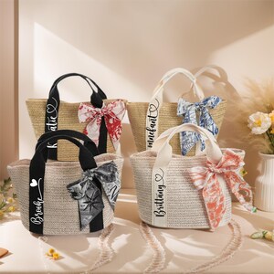 Bridal Shower Bag, Custom Beach Bag With Name, Beach Bag Personalized, Bridesmaid Beach Bag, Straw Bag for Bachelorette Party,Girls Trip Bag