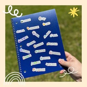 School Supply Personalized Name Stickers, Waterproof Daycare Name Labels, Personalized Name Stickers, Customized Name 14 Sticker Sheet