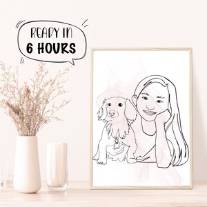 Dibujo lineal personalizado, dibujo lineal familiar, regalo personalizado para madre, retrato familiar, ilustración personalizada, regalo para el día de la madre