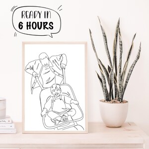 Eén lijntekening, aangepast portret koppel, aangepast familiecadeau, gepersonaliseerd huwelijksverjaardag, aangepaste lijn van foto