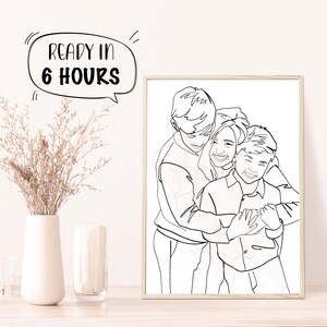 Disegno a una linea, ritratto di coppia personalizzato, regalo di famiglia personalizzato, regalo di anniversario di matrimonio personalizzato, linea personalizzata da foto