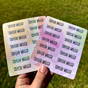 Personalized Holographic Name Stickers – Waterproof School Labels for Kids, Teachers, Daycare, Lunchbox, Classroom – 14/Sheet