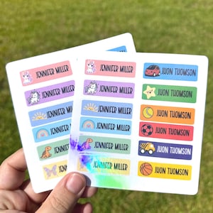 Personalized Kids Name Stickers – Waterproof School Labels for Daycare, Preschool, Lunchbox, Back to School Gift – 14/Sheet