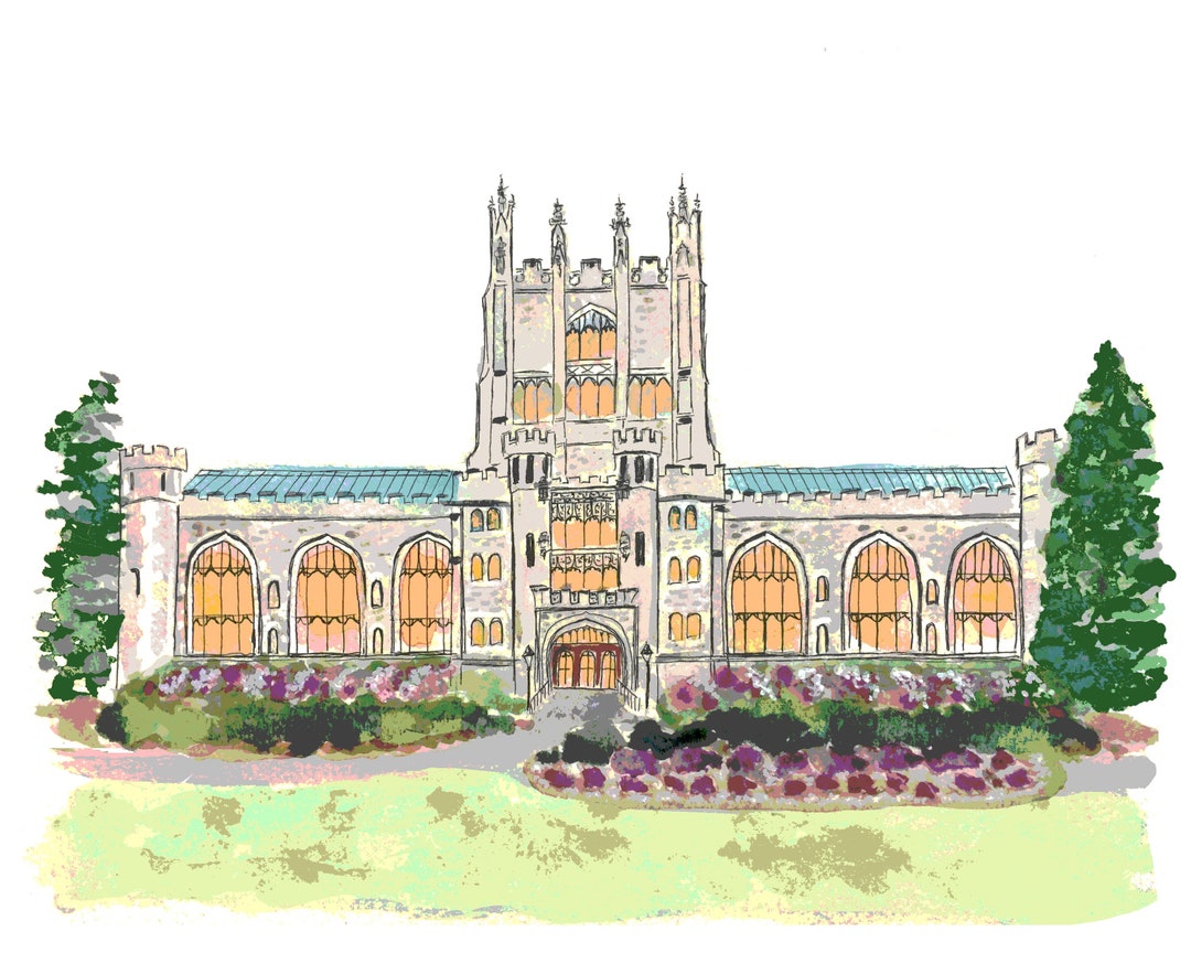 Thompson Memorial Libraryvassar College Illustration Print Etsy