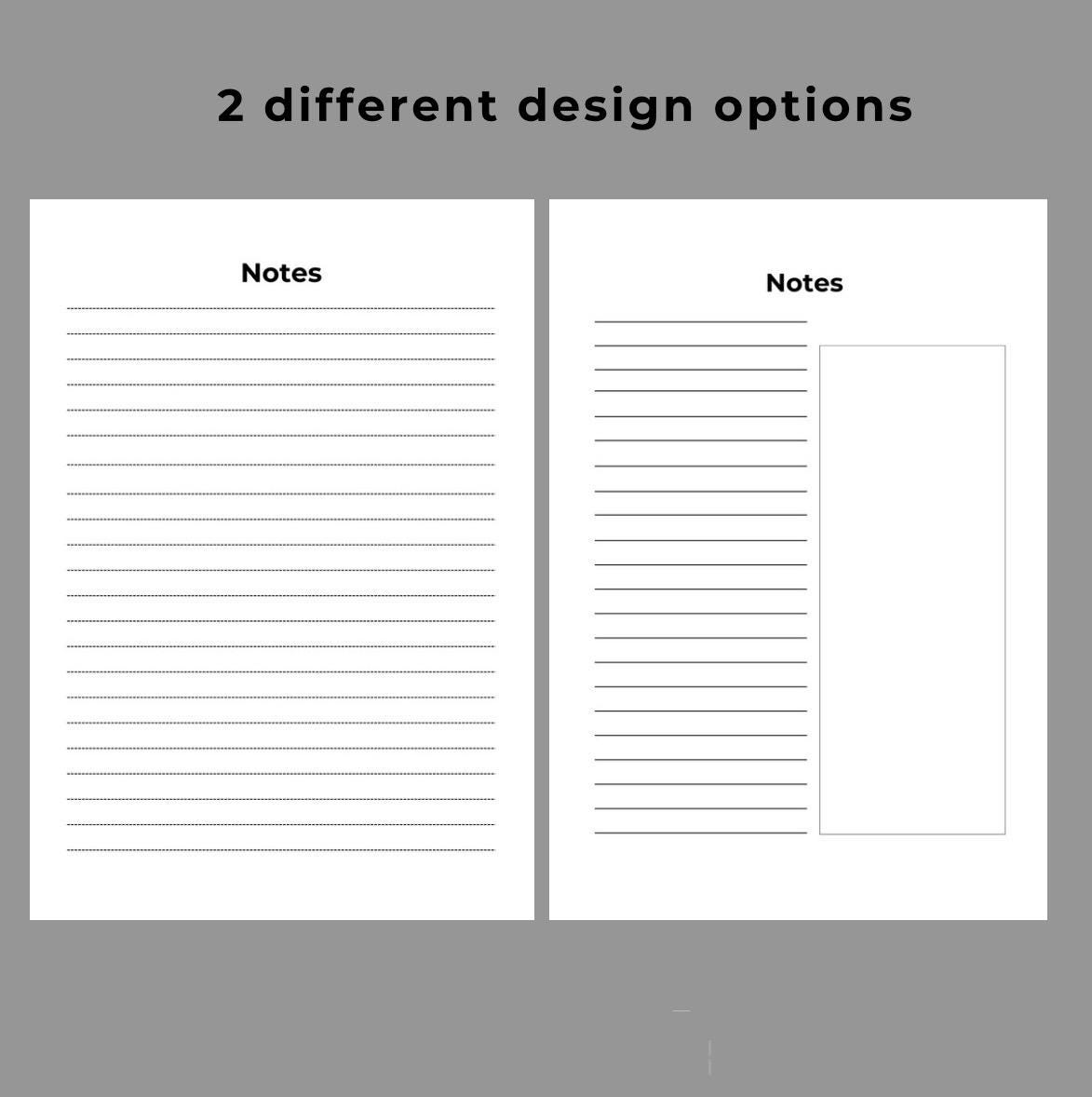 Minimalist Printable Note Pages | 2 Designs, 3 Sizes (A5, Half Letter ...