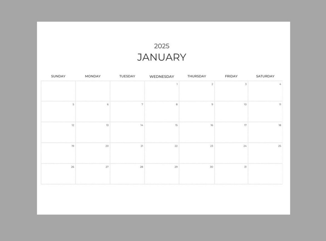 2025 Minimalist Calendar: Printable Monthly Planner (digital Download ...