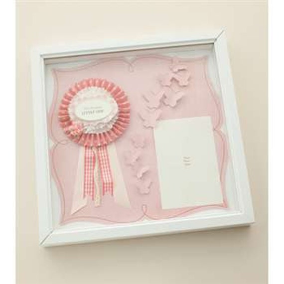 Items similar to Shadow Box for baby girl with handmade card on Etsy