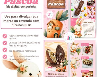 Catálogo de Pascua de Canva, kit digital editable, plantillas PLR para menú digital, menú de catálogo, con licencia de reventa
