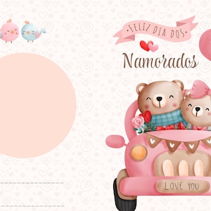 Cartão para blister dia dos namorados, arte digital cartão para imprimir namorado fofo editável, para biscoitos ou brigadeiros personaliza