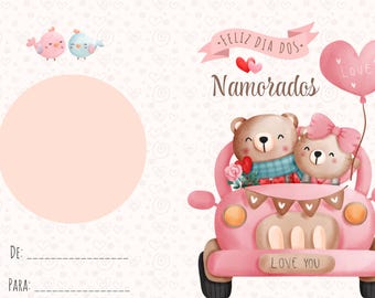 Tarjeta blíster de San Valentín, tarjeta de arte digital para imprimir lindo novio editable, para galletas personalizadas o brigadeiros