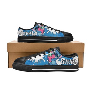 Stitch Low Top Shoes Custom Canvas Sneakers Unisex for Kids or Adults image 1