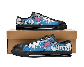 Stitch Low Top Shoes Custom Canvas Sneakers Unisex for Kids or Adults