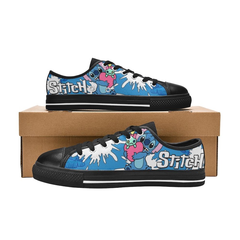 Stitch Low Top Shoes Custom Canvas Sneakers Unisex for Kids or Adults image 1